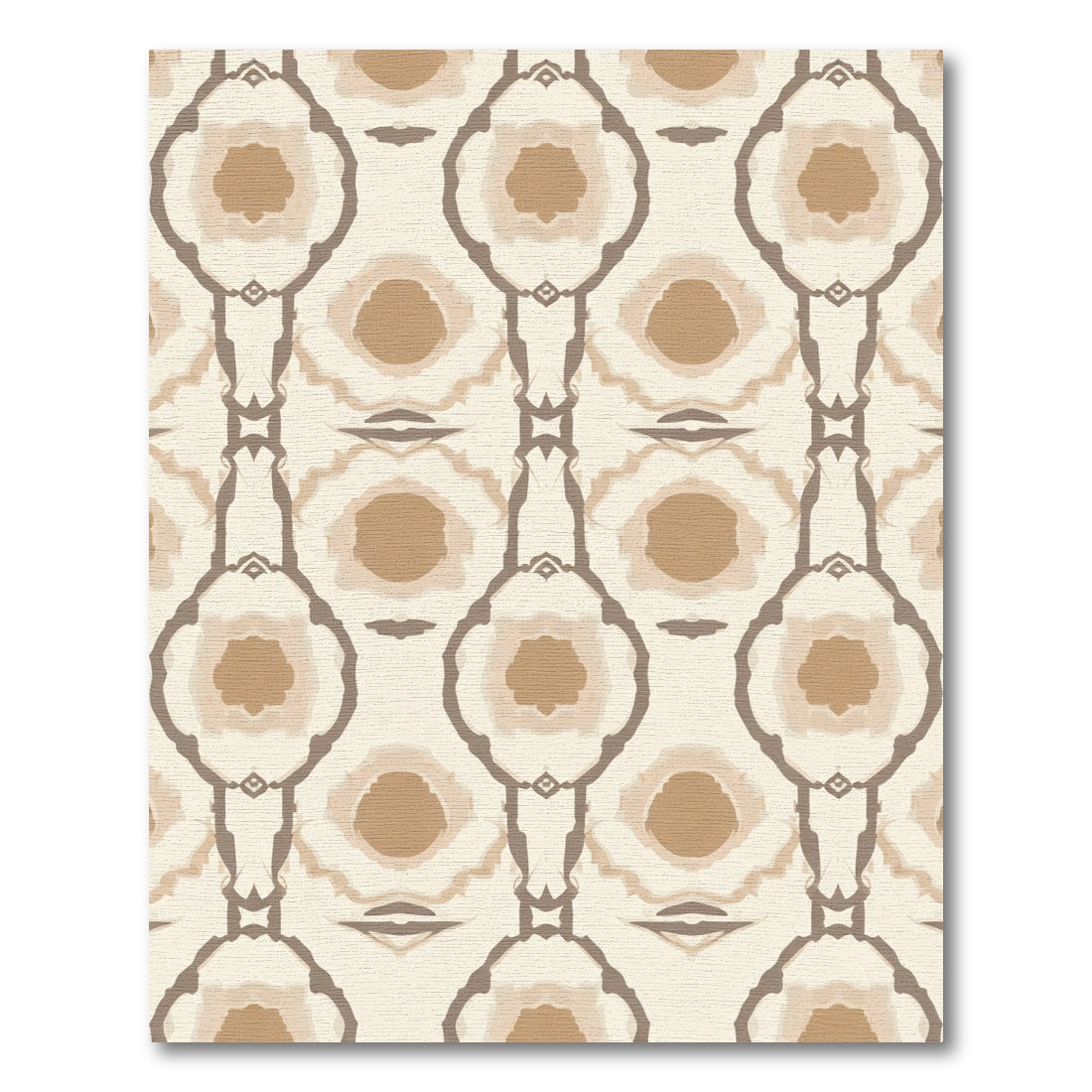 Neutral Taupe Abstract Geometric Ovals Rug