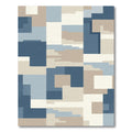 Abstract Blue Tan Geometric Blocks Rug