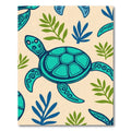 Turquoise Sea Turtle Tropical Foliage Rug