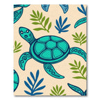 Turquoise Sea Turtle Tropical Foliage Rug