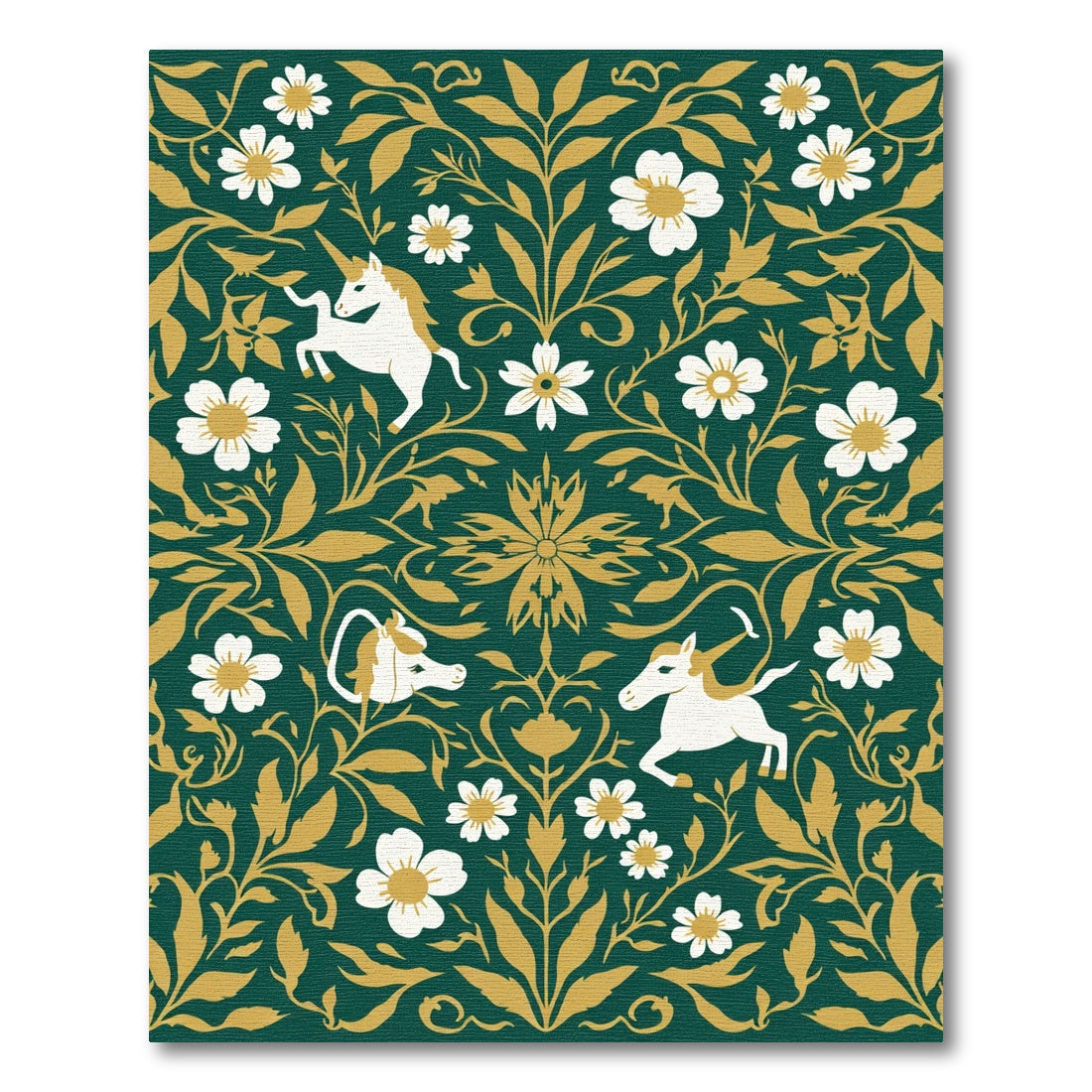Enchanted Green Unicorn Floral Embrace Rug