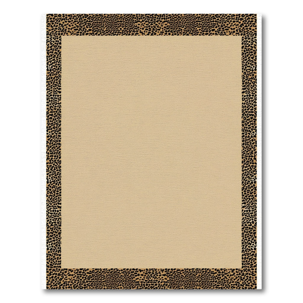 Tawny Tan Leopard Border Rug