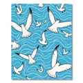 White Seagulls Against Blue Waves Rug