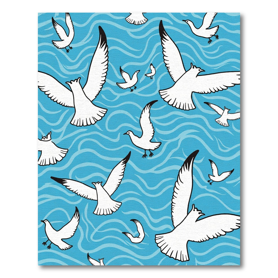 White Seagulls Against Blue Waves Rug