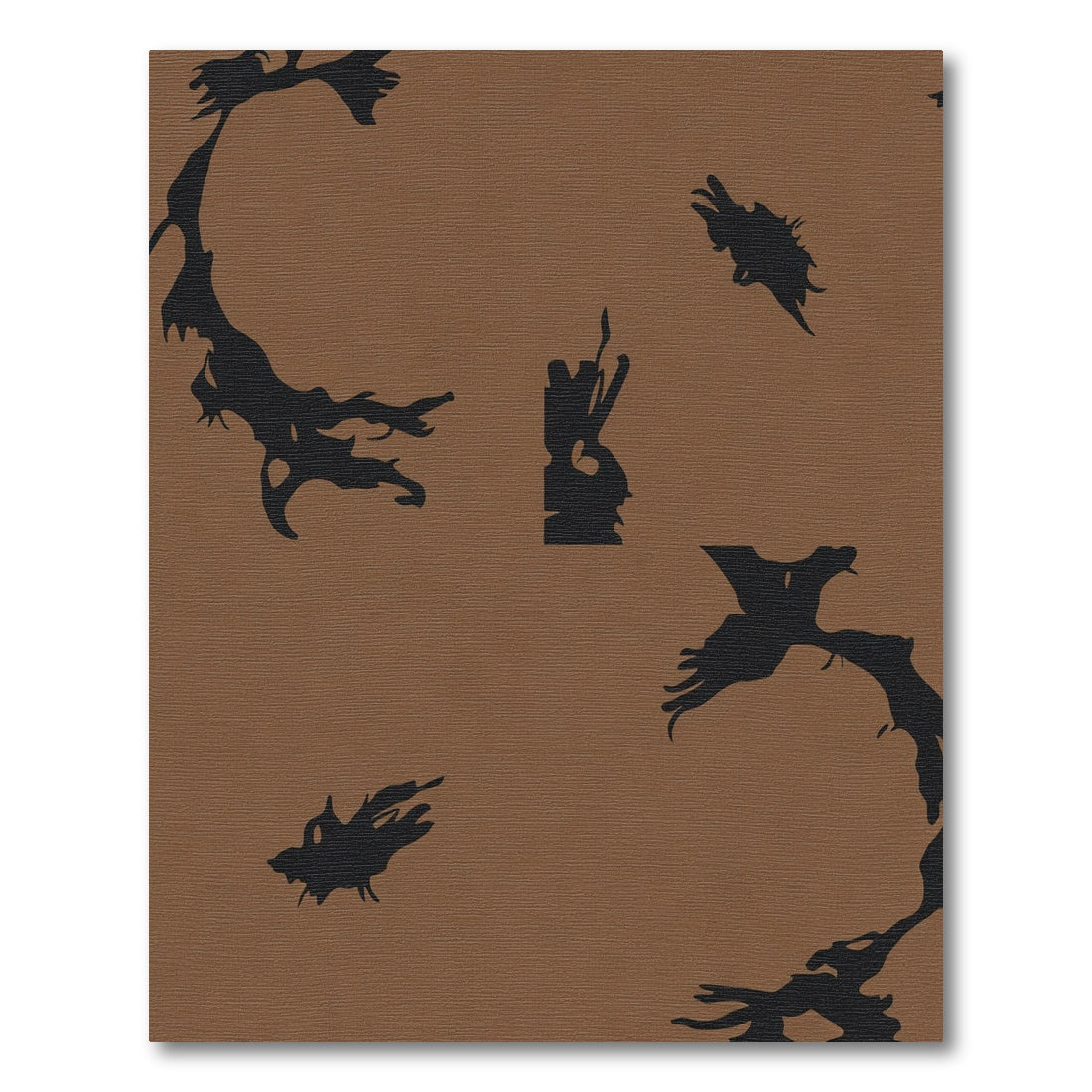 Brown Black Abstract Organic Shapes Rug
