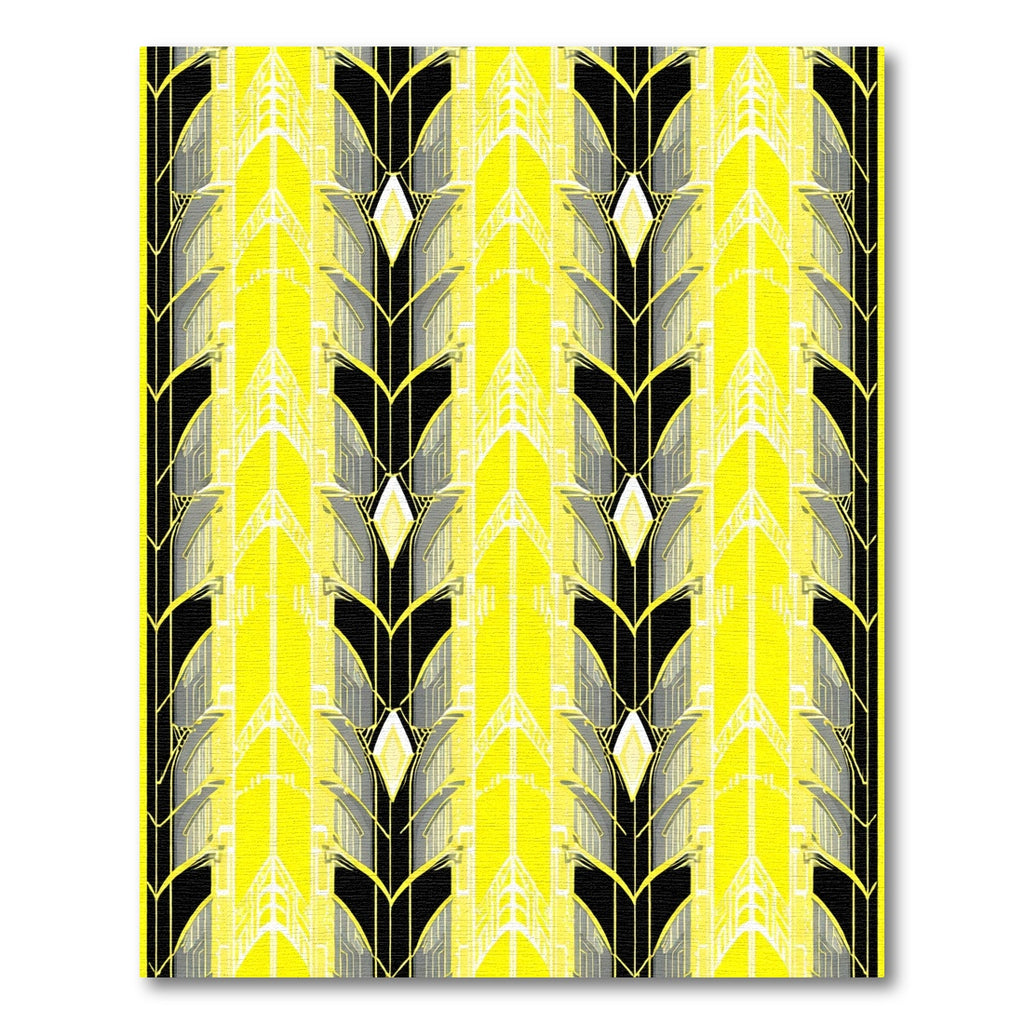 Art Deco Yellow Black Diamond Forms Rug