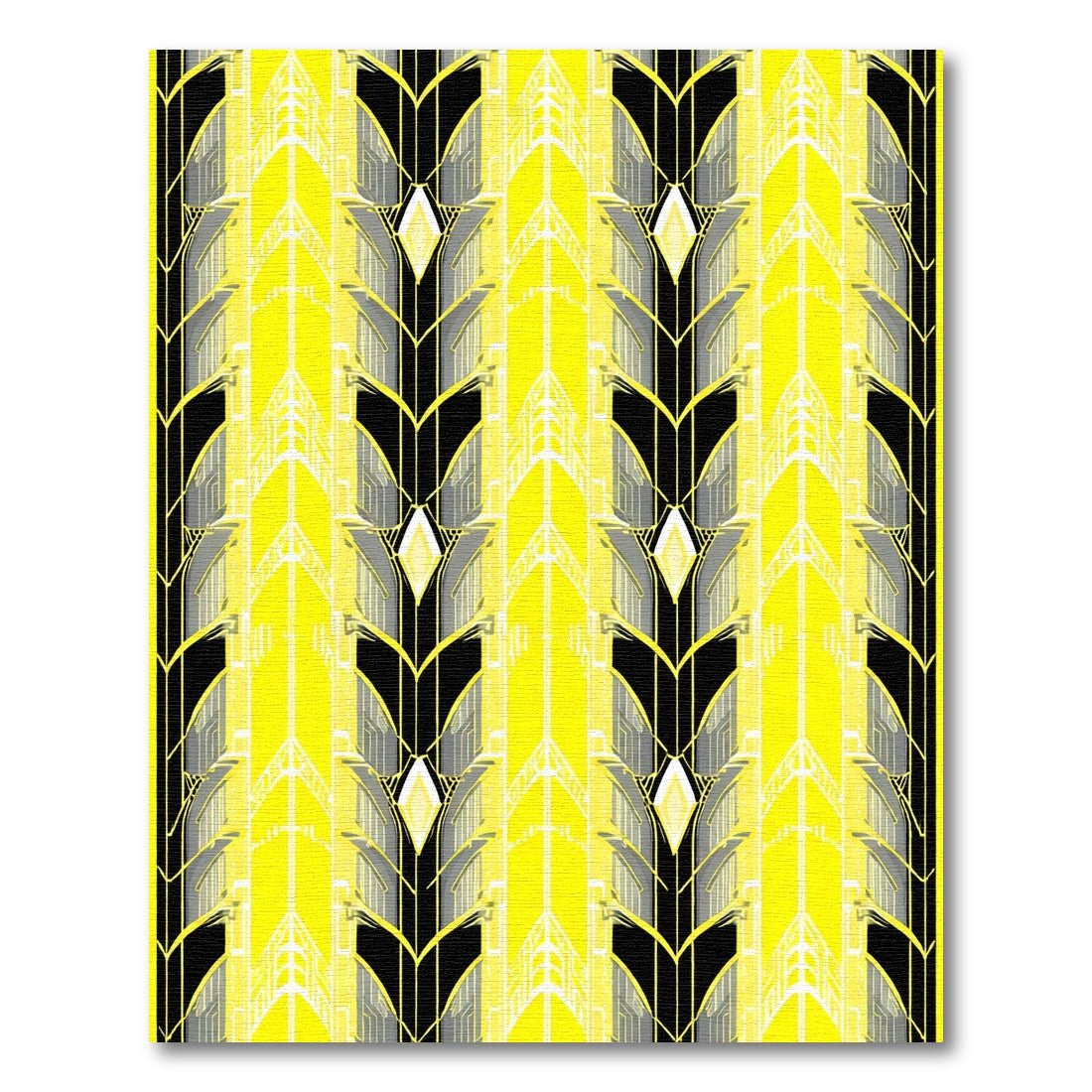 Art Deco Yellow Black Diamond Forms Rug