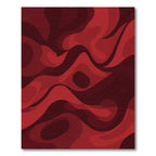 Crimson Abstract Flowing Waves Rug