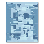 Abstract Blue Camouflage Geometric Collage Rug