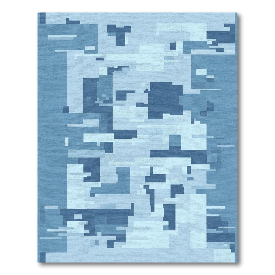Abstract Blue Camouflage Geometric Collage Rug
