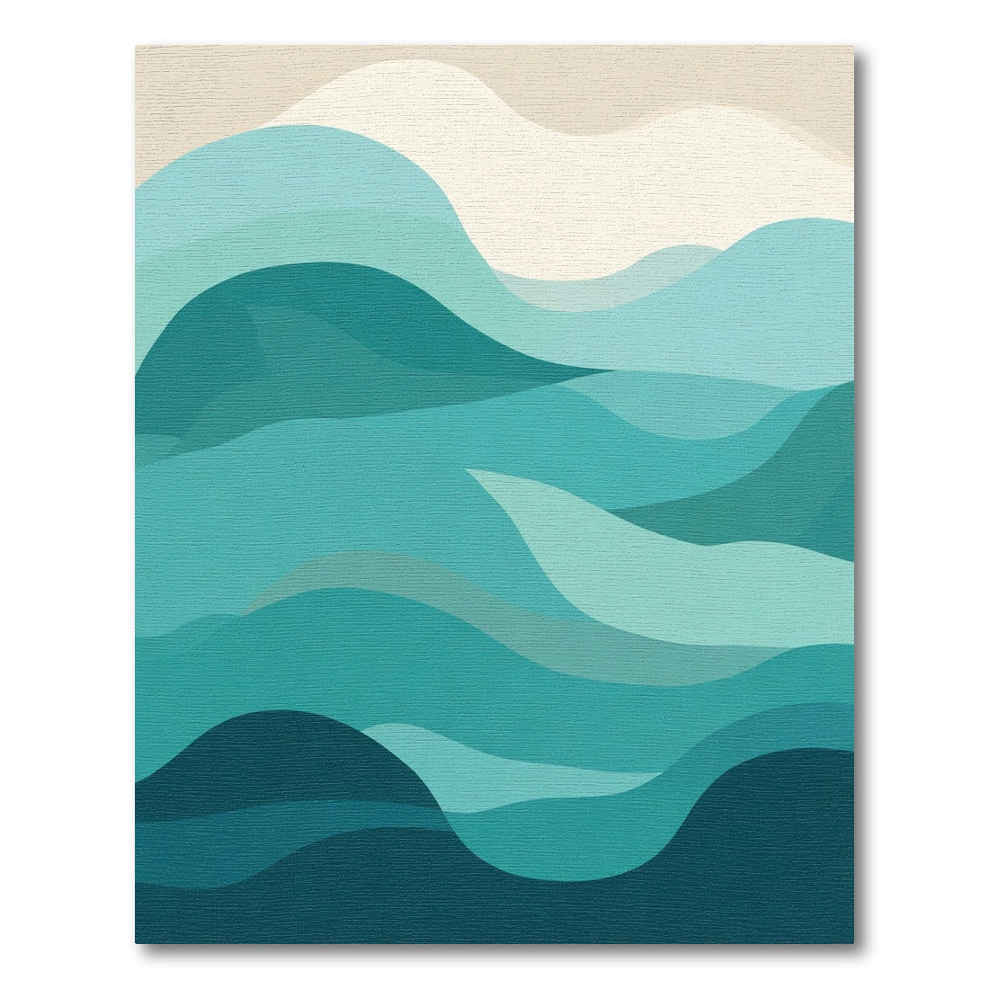 Oceanic Teal Wave Abstract Rug
