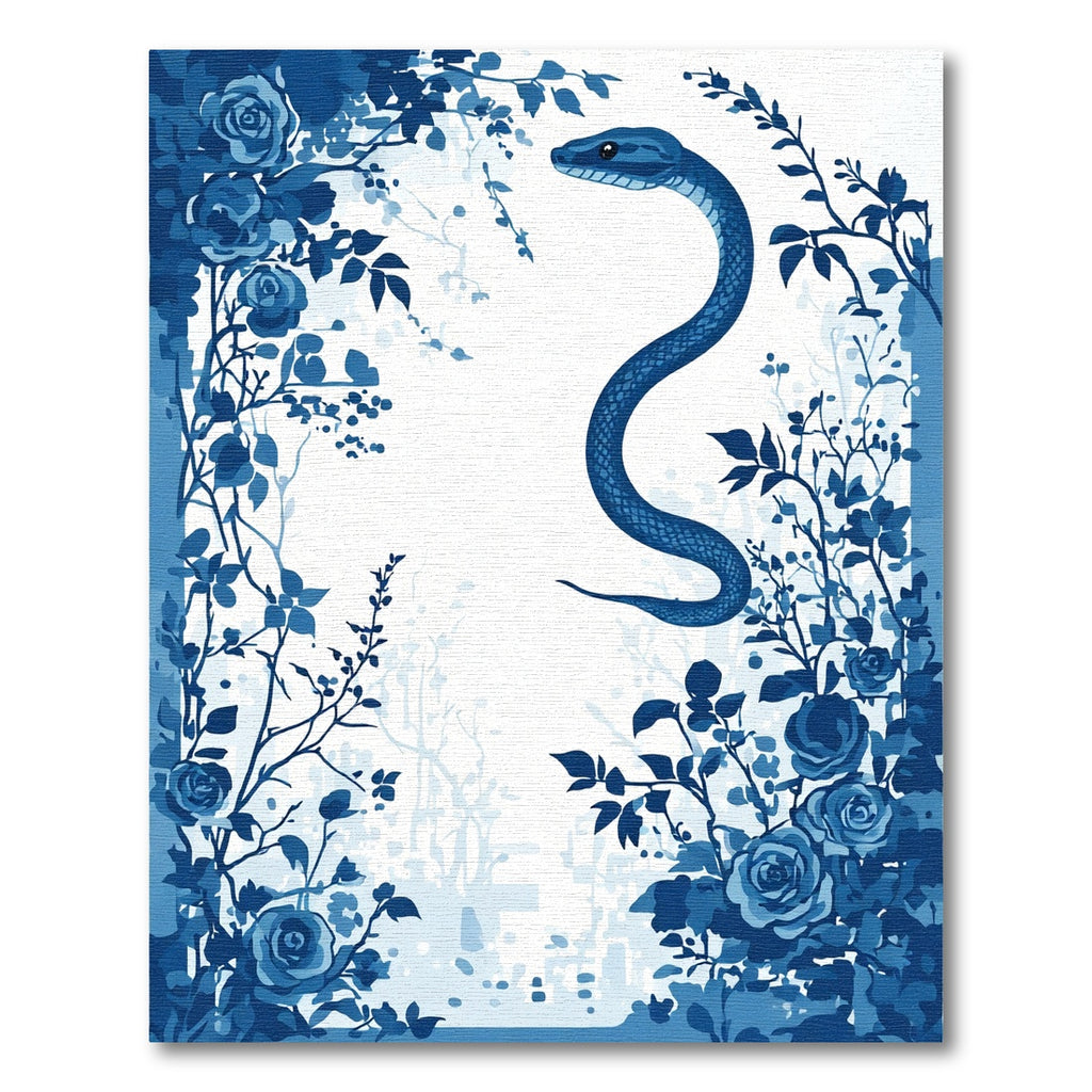 Cobalt Blue Serpent Rose Canopy Rug