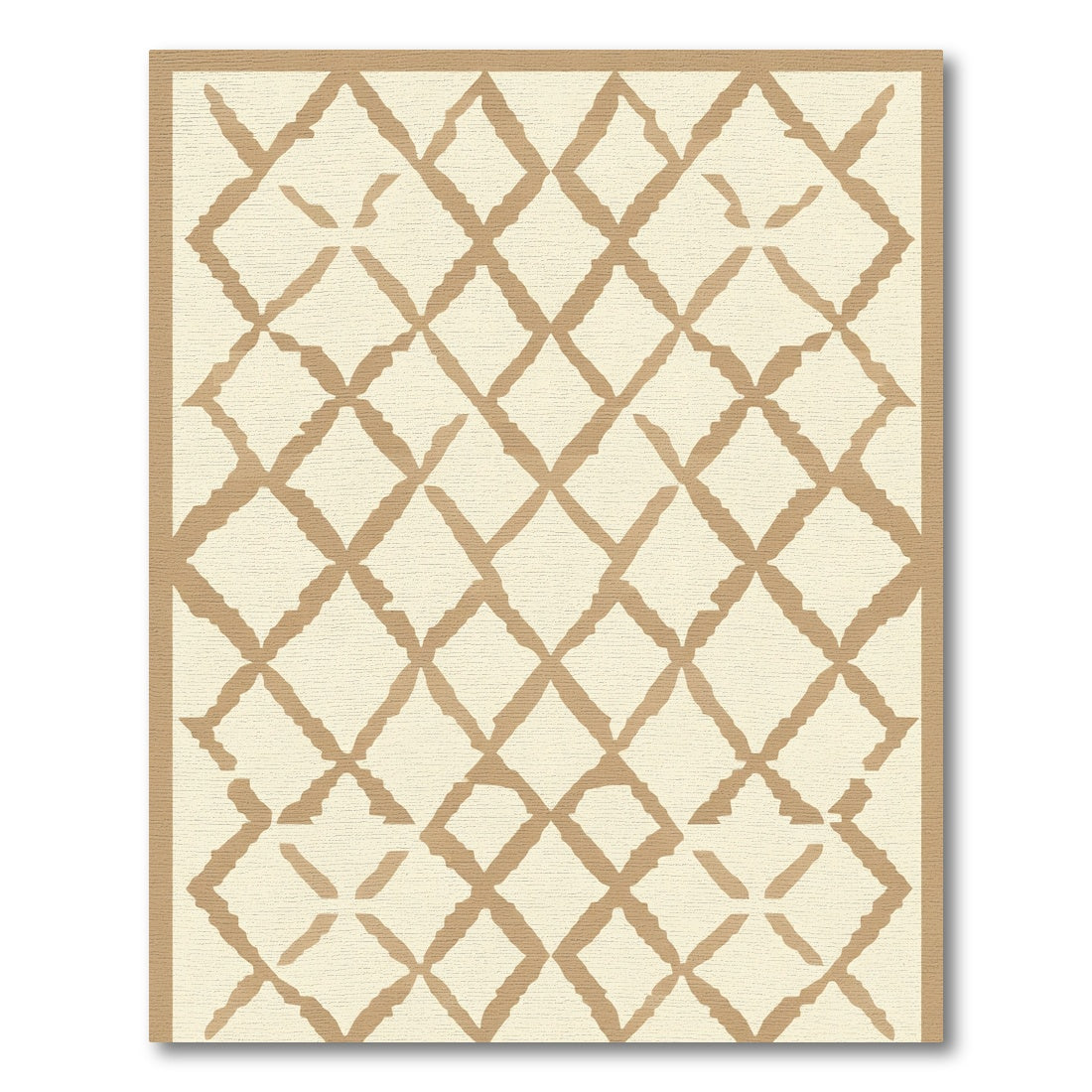 Cream and Tan Lattice Rug