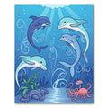 Oceanic Dolphins Swirling Decorative Swirls Rug