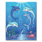 Oceanic Dolphins Swirling Decorative Swirls Rug