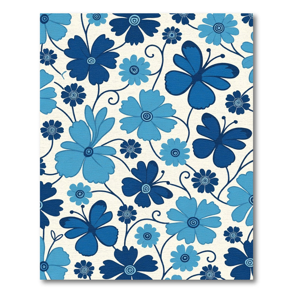 Midnight Blue Floral Butterfly Collage Rug