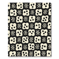 Cream Flowers and Dots Black Rug