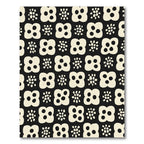 Cream Flowers and Dots Black Rug