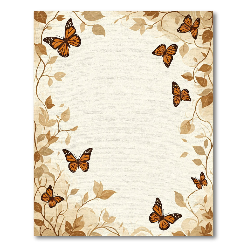 Monarch Butterflies and Autumn Leaves Border Rug