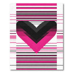 Pink Black Heart Striped Graphic Rug