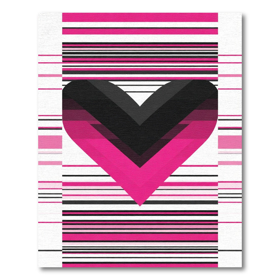 Pink Black Heart Striped Graphic Rug