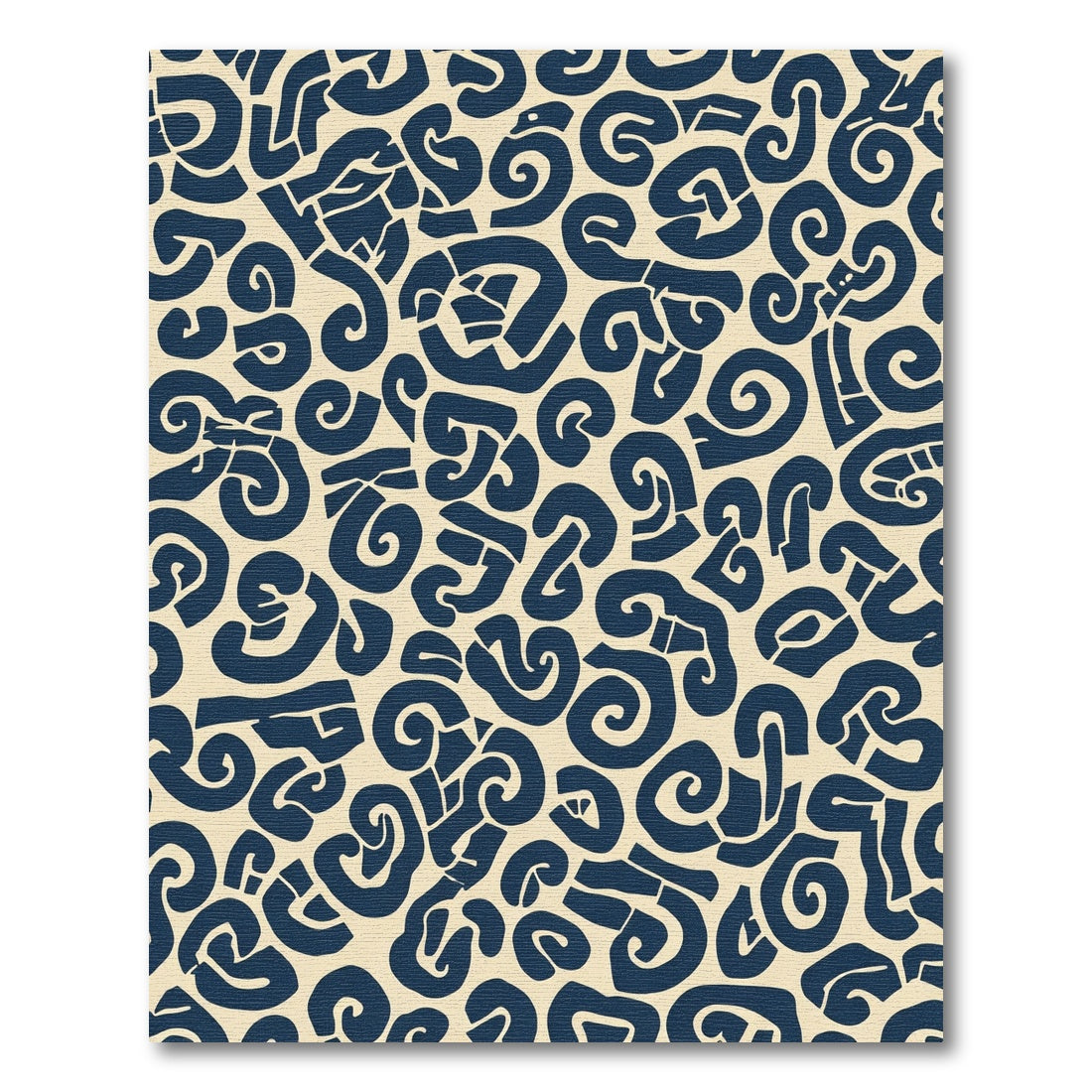 Navy Blue Organic Swirl Abstract Rug