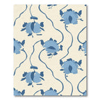 Blue Floral Vine Swirl Cream Rug