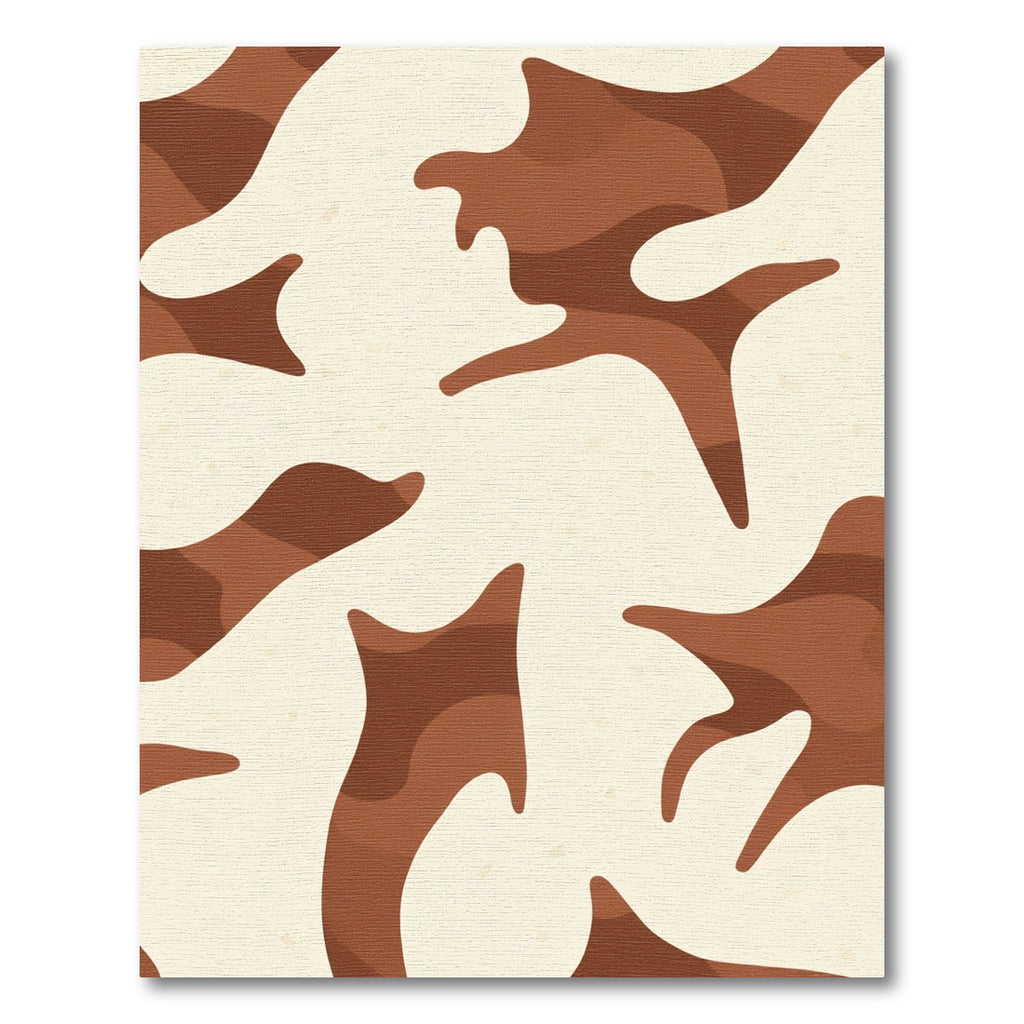 Organic Ochre Brown Abstract Waves Rug