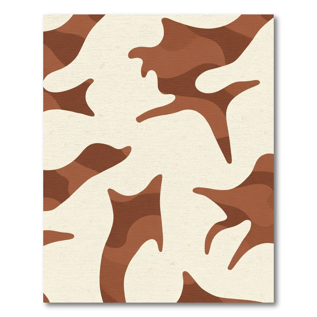 Organic Ochre Brown Abstract Waves Rug
