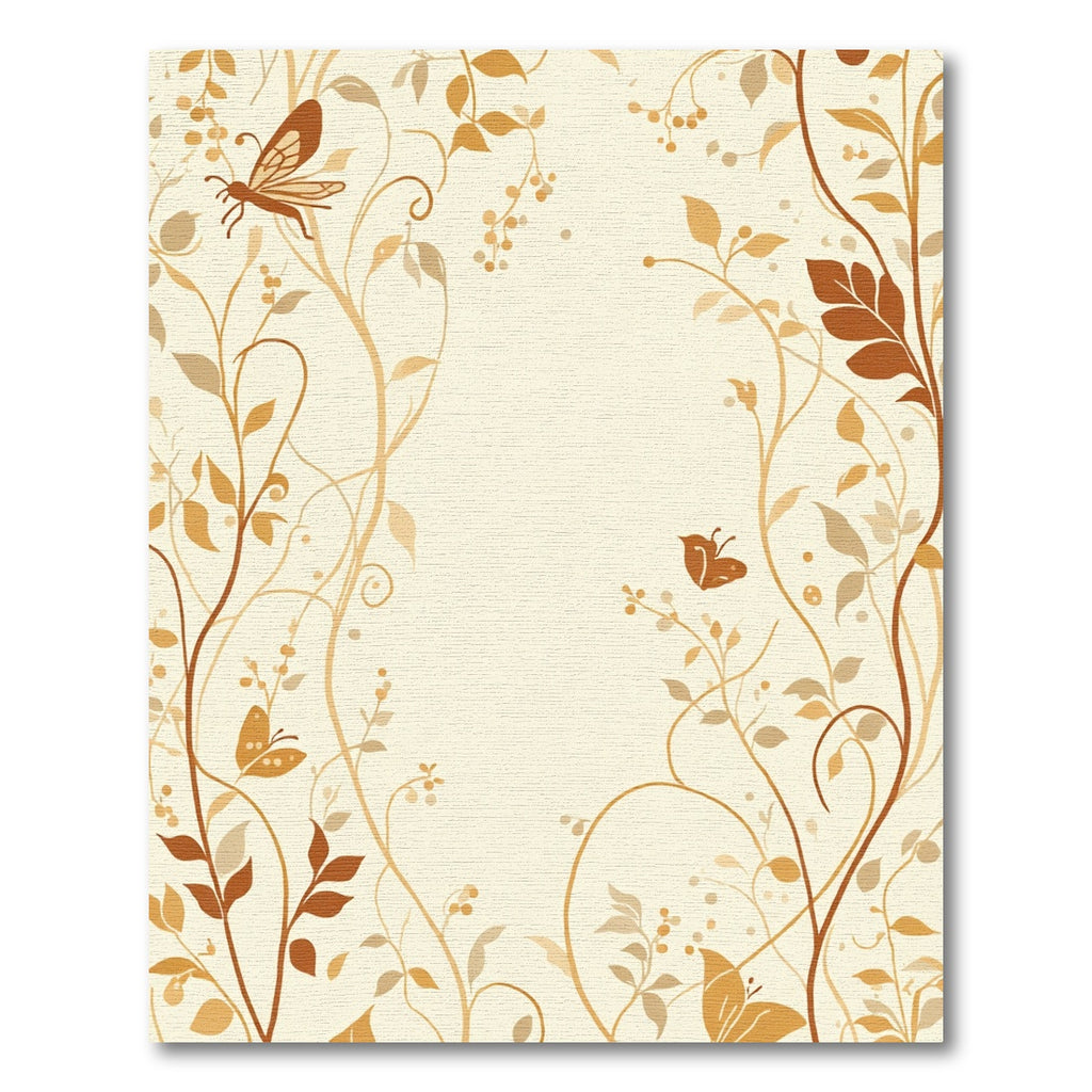 Brown Butterfly Floral Vine Garden Rug