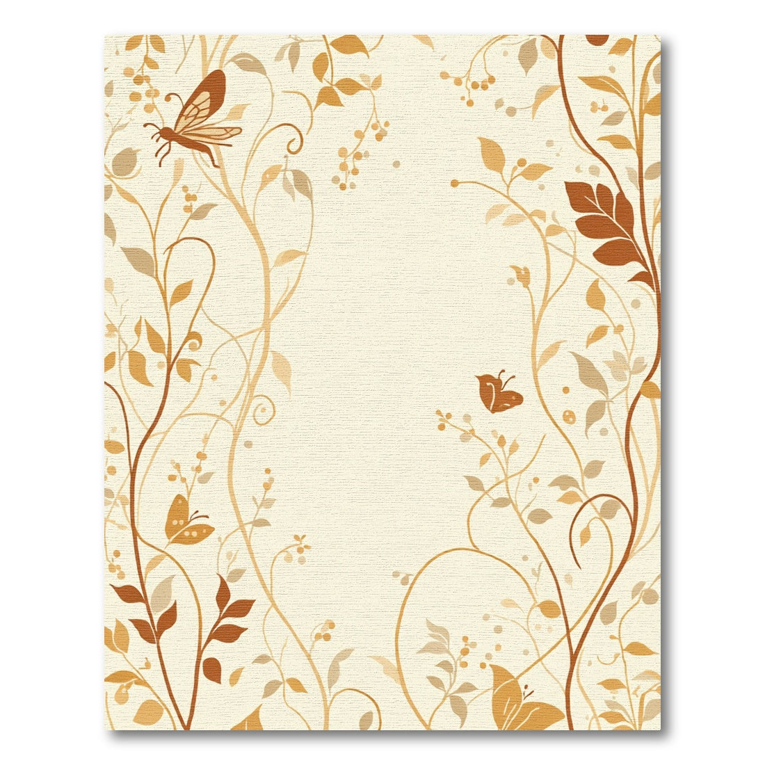 Brown Butterfly Floral Vine Garden Rug