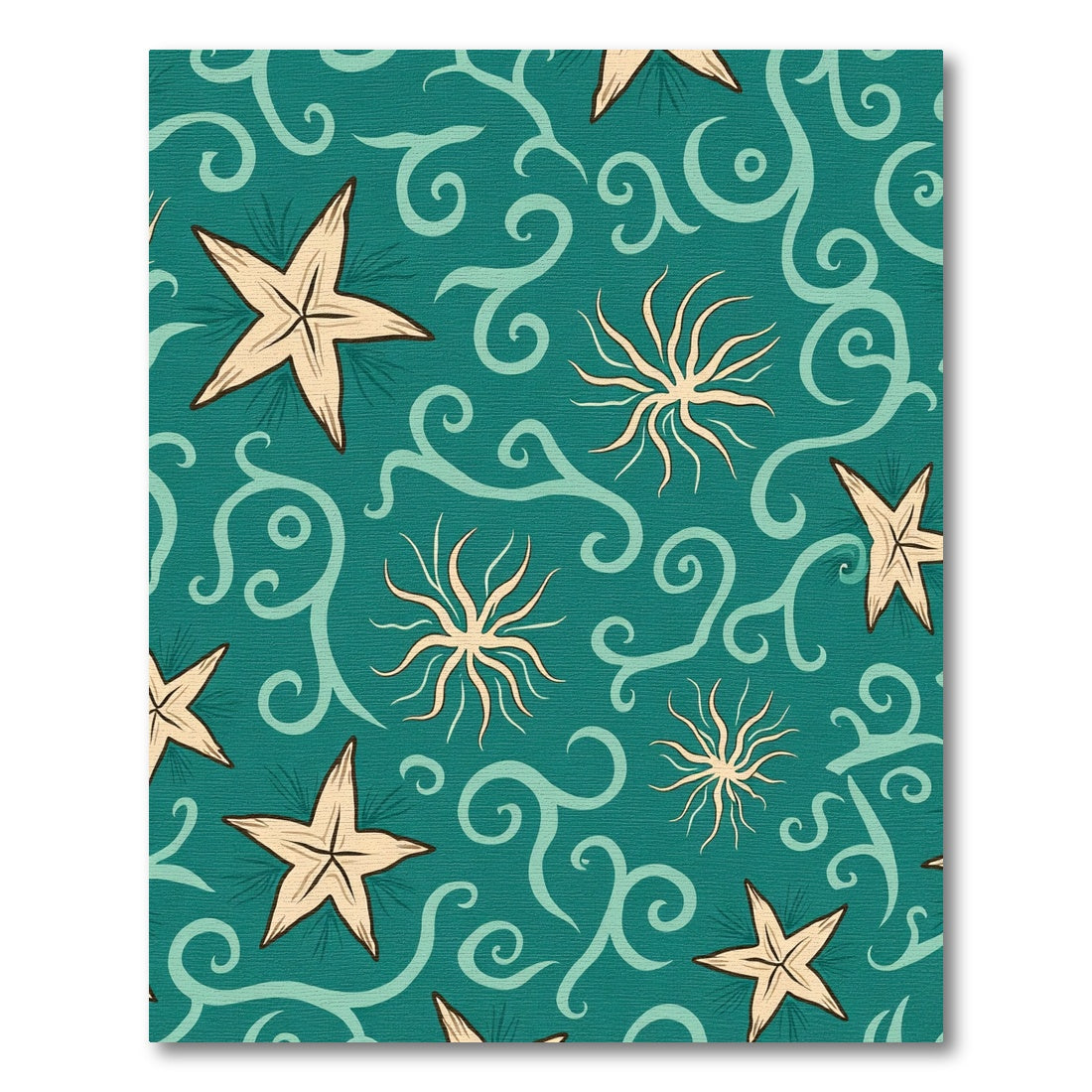 Teal Starfish Swirl Coastal Rug