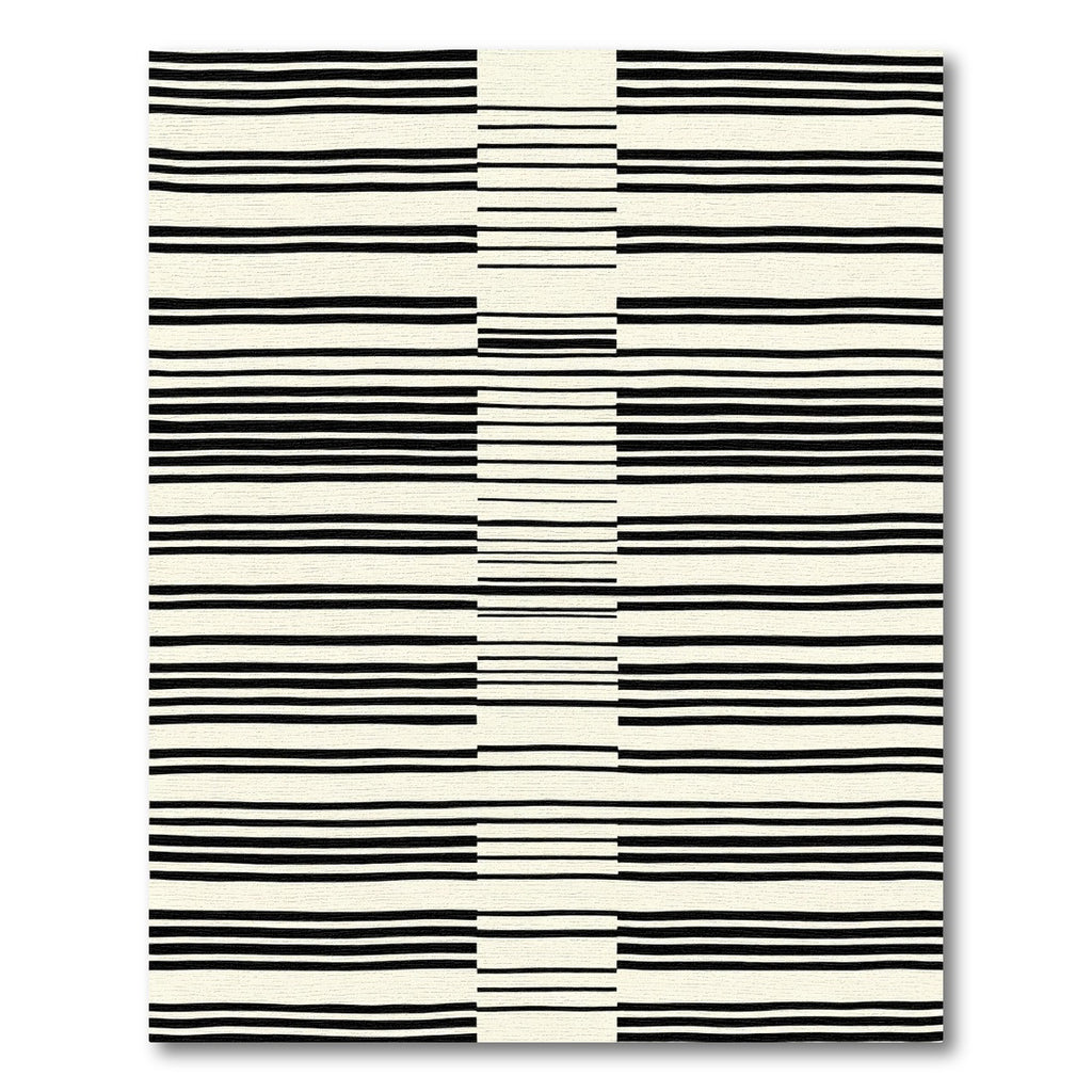Modern Black Cream Linear Stripe Rug