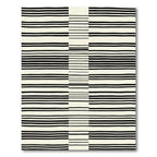 Modern Black Cream Linear Stripe Rug