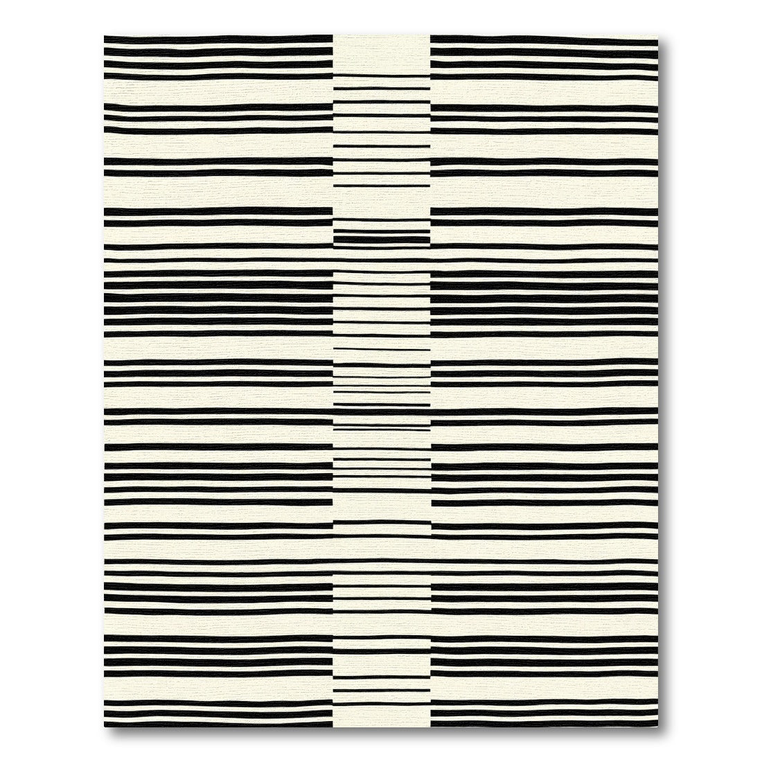 Modern Black Cream Linear Stripe Rug