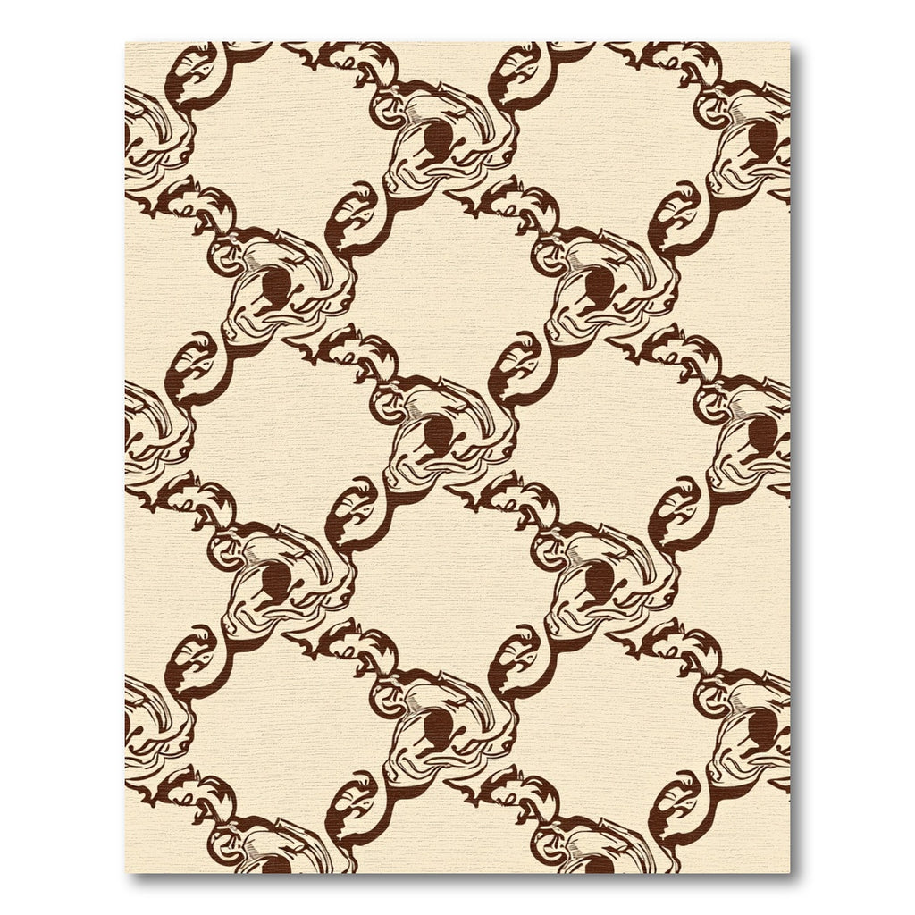 Antique Beige Rococo Scroll Rug
