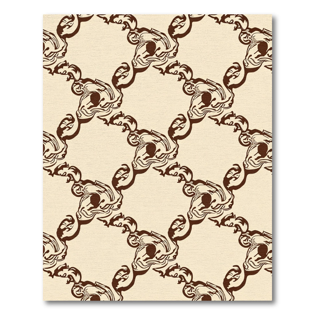 Antique Beige Rococo Scroll Rug