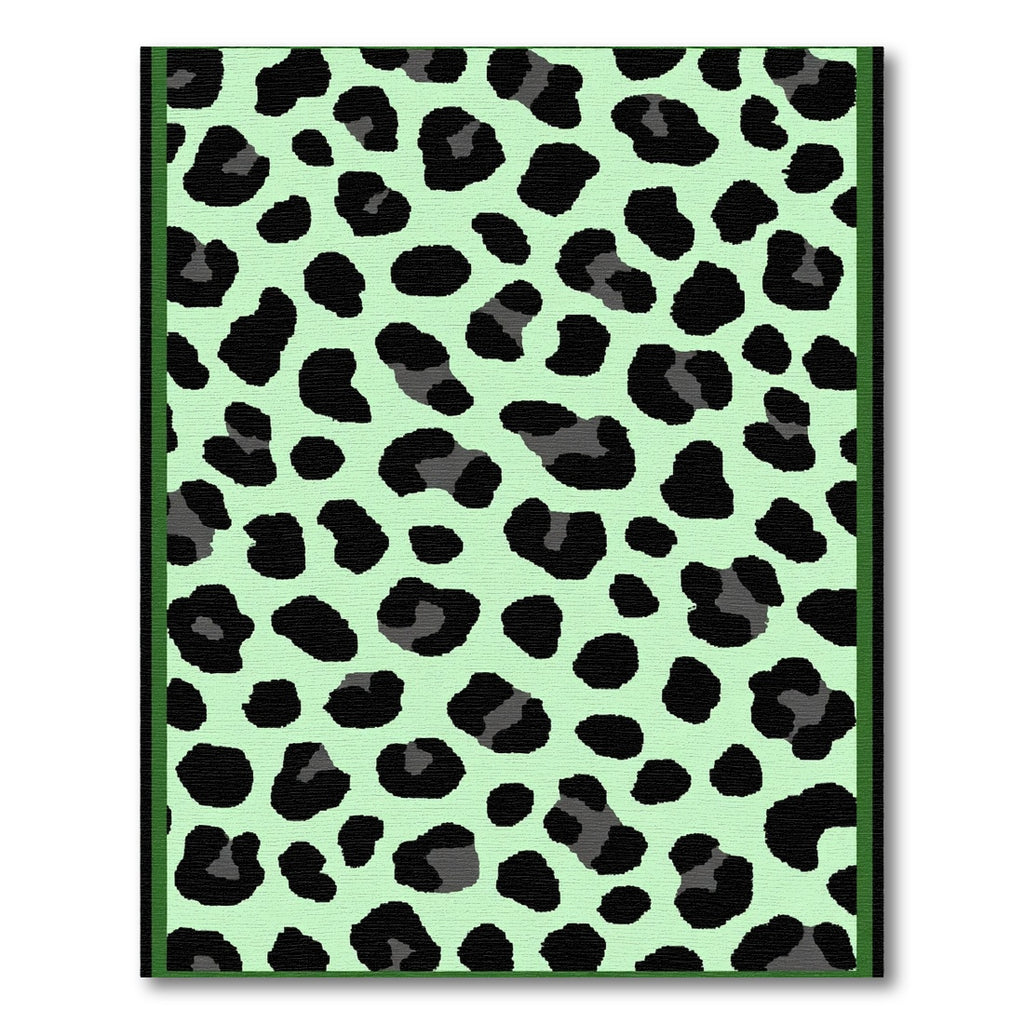 Mint Green Black Leopard Spot Rug