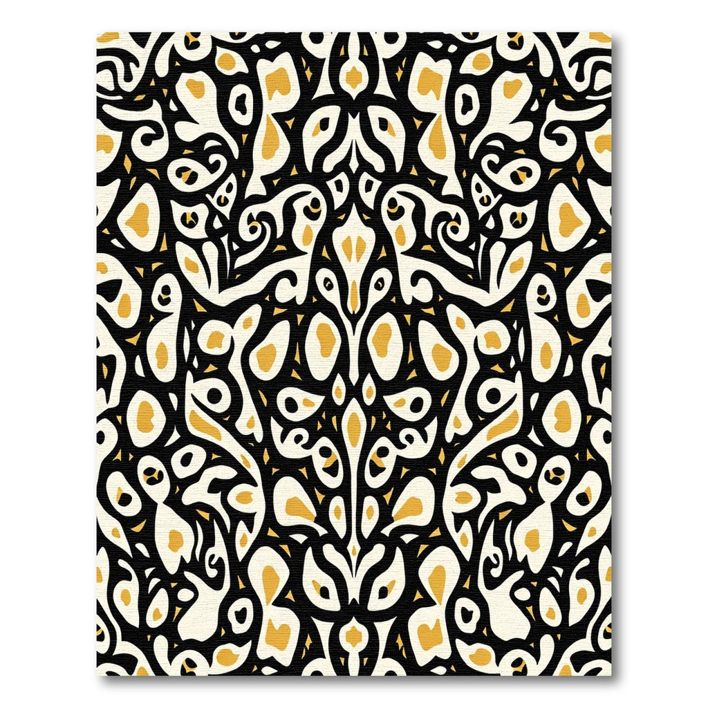Noir Gold Abstract Whimsical Swirl Rug