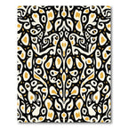 Noir Gold Abstract Whimsical Swirl Rug