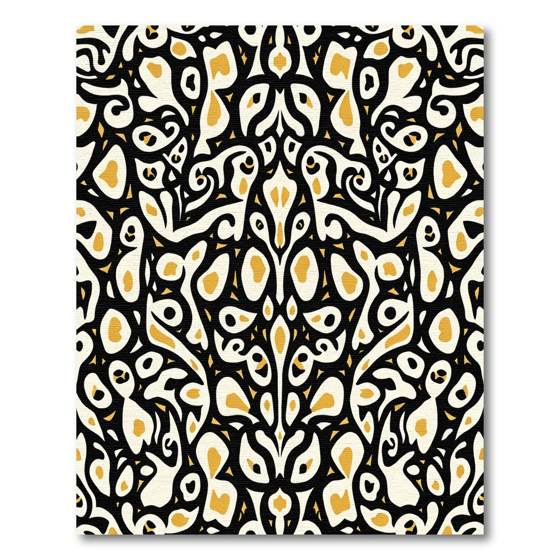 Noir Gold Abstract Whimsical Swirl Rug
