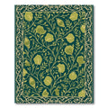 Dark Green Golden Floral Vine Border Rug