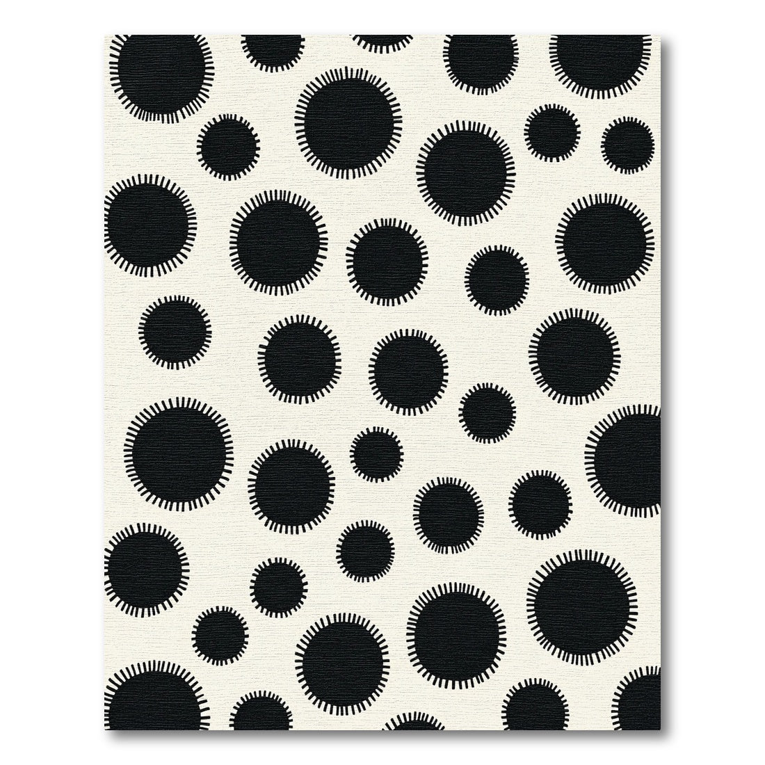 Monochrome Sunburst Dot Cluster Rug