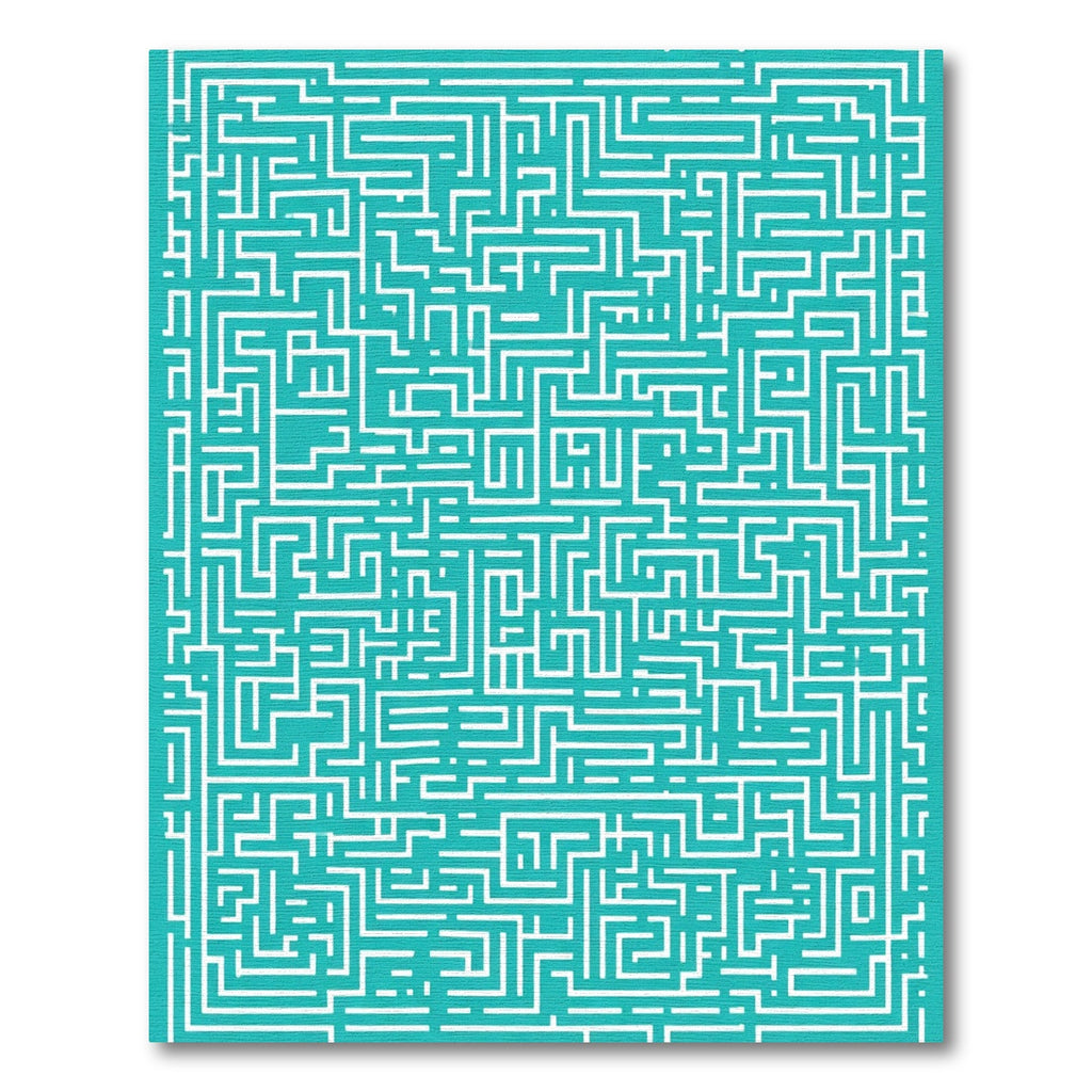 Teal White Abstract Maze Rug