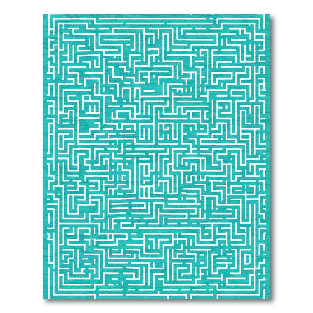 Teal White Abstract Maze Rug