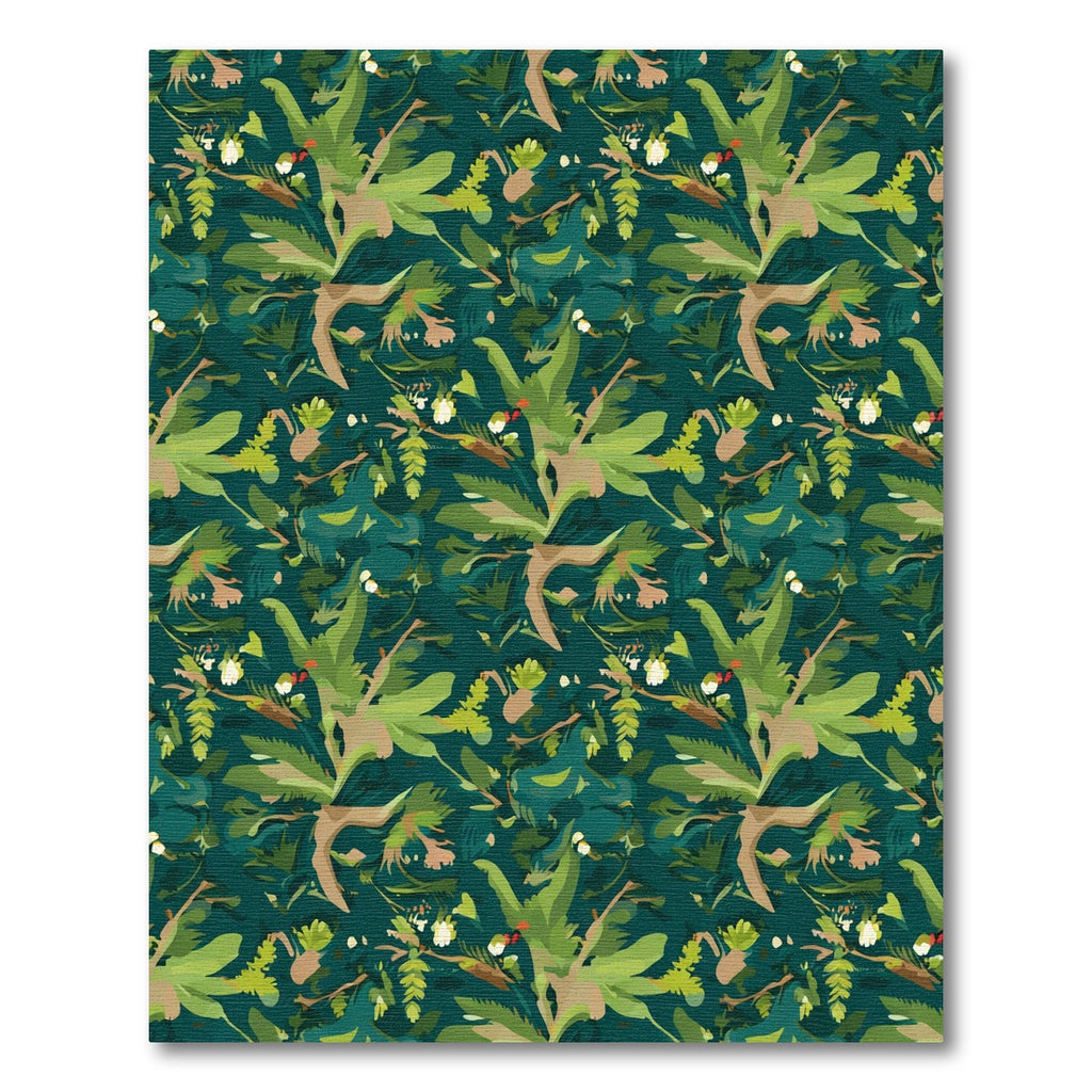 Deep Forest Green Tropical Foliage Rug