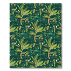 Deep Forest Green Tropical Foliage Rug