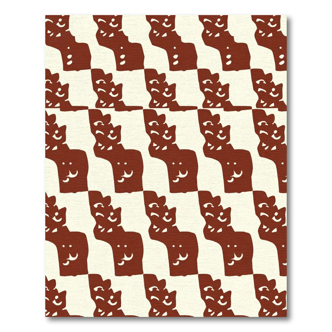Whimsical Red Cat Grid Rug