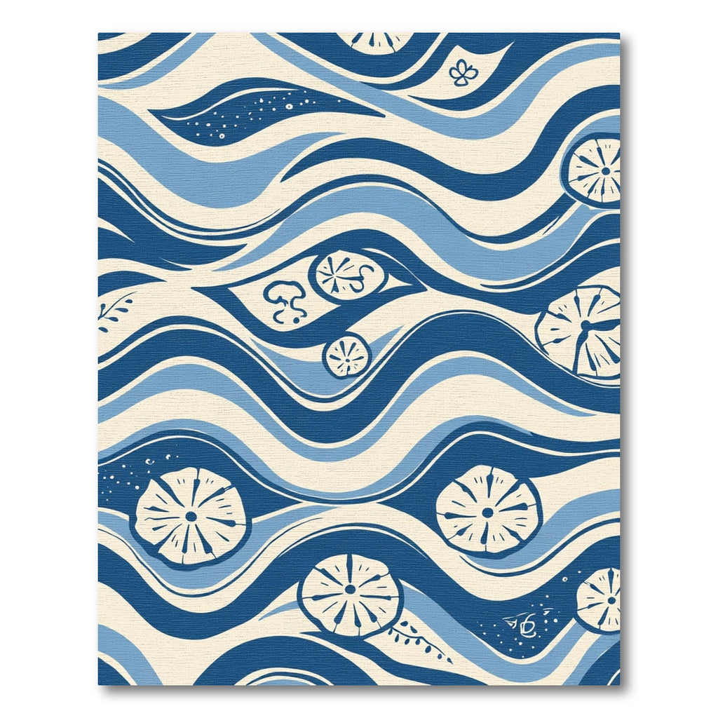 Blue Ivory Wave Floral Rug