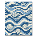 Blue Ivory Wave Floral Rug